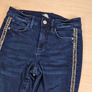 Tommy Bahama High Rise Ankle Skinny Jeans Women 28x27 Blue Glitter Stripe Denim